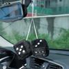 JSCARLIFE Fuzzy Plush Dice 2.95, Retro Square Plush Hanging Mirror Fuzzy Dices for Car Interior Ornament Decoration (Black) view 4