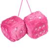 JSCARLIFE Fuzzy Plush Dice 2.95, Retro Square Plush Hanging Mirror Fuzzy Dices for Car Interior Ornament Decoration (Pink) view 1