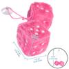 JSCARLIFE Fuzzy Plush Dice 2.95, Retro Square Plush Hanging Mirror Fuzzy Dices for Car Interior Ornament Decoration (Pink) view 2