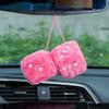 JSCARLIFE Fuzzy Plush Dice 2.95, Retro Square Plush Hanging Mirror Fuzzy Dices for Car Interior Ornament Decoration (Pink) view 3