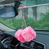 JSCARLIFE Fuzzy Plush Dice 2.95, Retro Square Plush Hanging Mirror Fuzzy Dices for Car Interior Ornament Decoration (Pink) view 4