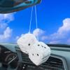 JSCARLIFE Fuzzy Plush Dice 2.95, Retro Square Plush Hanging Mirror Fuzzy Dices for Car Interior Ornament Decoration (White) view 3