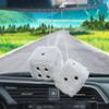 JSCARLIFE Fuzzy Plush Dice 2.95, Retro Square Plush Hanging Mirror Fuzzy Dices for Car Interior Ornament Decoration (White) view 4