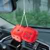 JSCARLIFE Fuzzy Plush Dice 2.95, Retro Square Plush Hanging Mirror Fuzzy Dices for Car Interior Ornament Decoration (Red) view 3