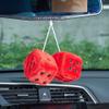 JSCARLIFE Fuzzy Plush Dice 2.95, Retro Square Plush Hanging Mirror Fuzzy Dices for Car Interior Ornament Decoration (Red) view 4