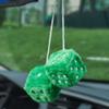 JSCARLIFE Fuzzy Plush Dice 2.95, Retro Square Plush Hanging Mirror Fuzzy Dices for Car Interior Ornament Decoration (Green) view 3