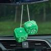 JSCARLIFE Fuzzy Plush Dice 2.95, Retro Square Plush Hanging Mirror Fuzzy Dices for Car Interior Ornament Decoration (Green) view 4
