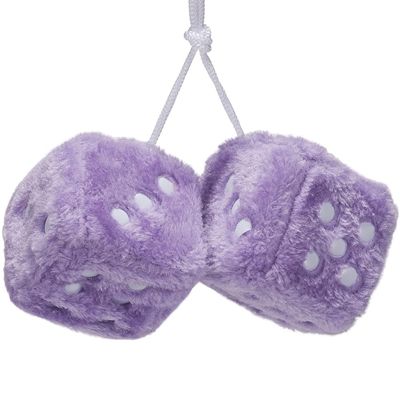 JSCARLIFE Fuzzy Plush Dice 2.95, Retro Square Plush Hanging Mirror Fuzzy Dices for Car Interior Ornament Decoration (Purple)
