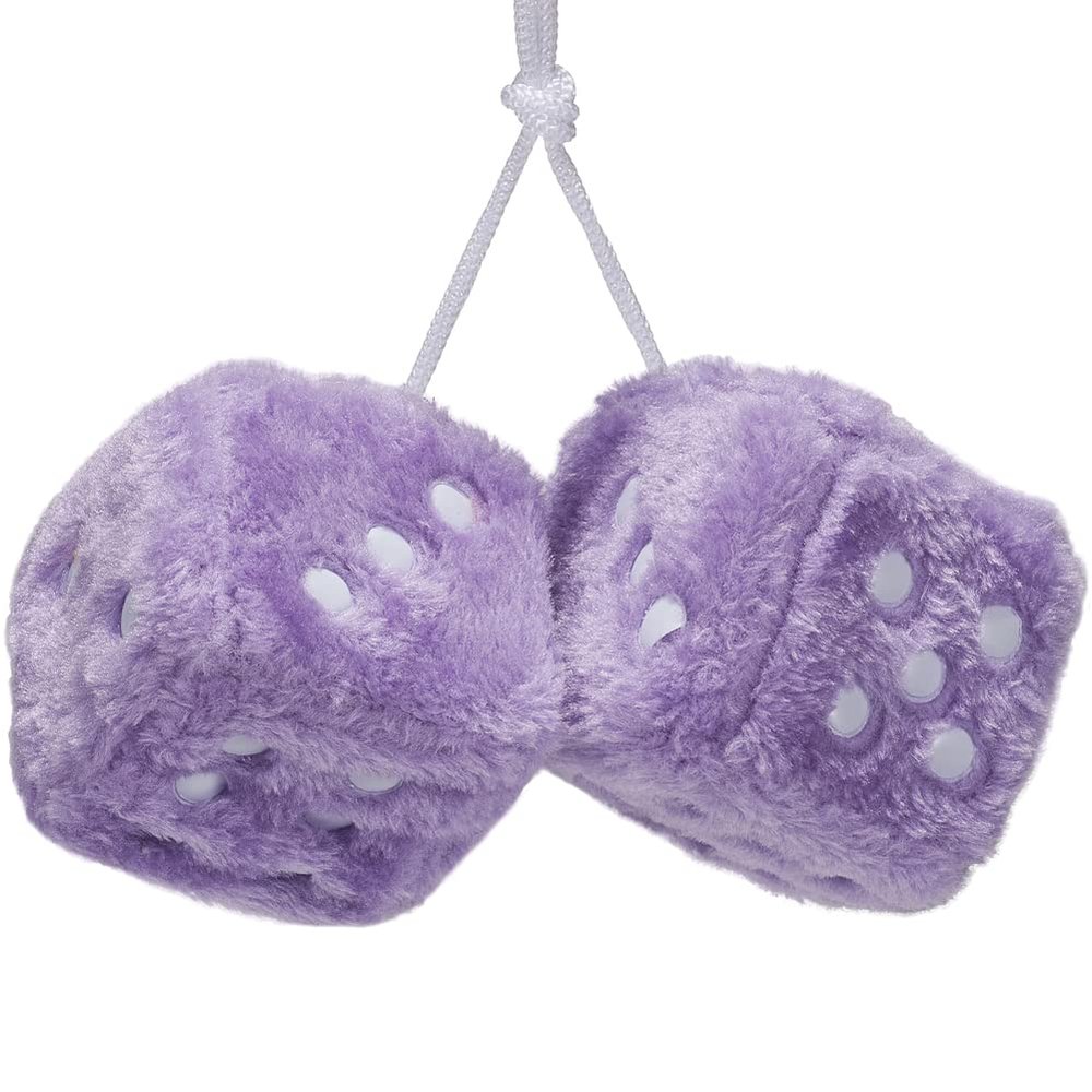 JSCARLIFE Fuzzy Plush Dice 2.95, Retro Square Plush Hanging Mirror Fuzzy Dices for Car Interior Ornament Decoration (Purple)