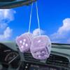 JSCARLIFE Fuzzy Plush Dice 2.95, Retro Square Plush Hanging Mirror Fuzzy Dices for Car Interior Ornament Decoration (Purple) view 3