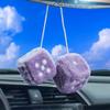 JSCARLIFE Fuzzy Plush Dice 2.95, Retro Square Plush Hanging Mirror Fuzzy Dices for Car Interior Ornament Decoration (Purple) view 4