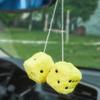 JSCARLIFE Fuzzy Plush Dice 2.95, Retro Square Plush Hanging Mirror Fuzzy Dices for Car Interior Ornament Decoration (Yellow) view 3