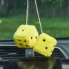 JSCARLIFE Fuzzy Plush Dice 2.95, Retro Square Plush Hanging Mirror Fuzzy Dices for Car Interior Ornament Decoration (Yellow) view 4