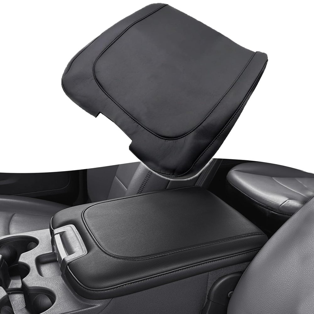 NLQR Center Console Replacement Cover Compatible with Dodge Ram 1500/2500/3500 Classic 2013-2018, Black Microfiber Leather Armrest Lid Accessories,Jump Seat Only, Black Stitching