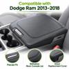 NLQR Center Console Replacement Cover Compatible with Dodge Ram 1500/2500/3500 Classic 2013-2018, Black Microfiber Leather Armrest Lid Accessories,Jump Seat Only, Black Stitching view 2