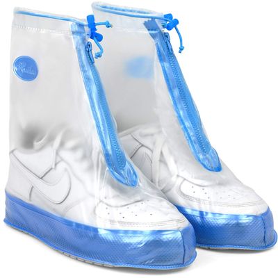 Galashield Rain Shoe Covers | Waterproof Shoe Covers for Men Women | Reusable Galoshes Overshoes (Clear/Blue, 4X-Large)