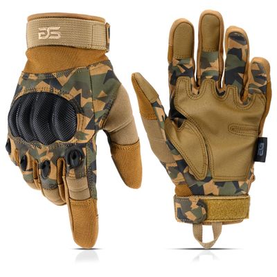 Glove Station Gloves for Men Touchscreen Utility Gear with Hard Knuckle Protection Used in Motorcycle, Airsoft, & Outdoor Work Camouflage - Hard Knuckle X-Large