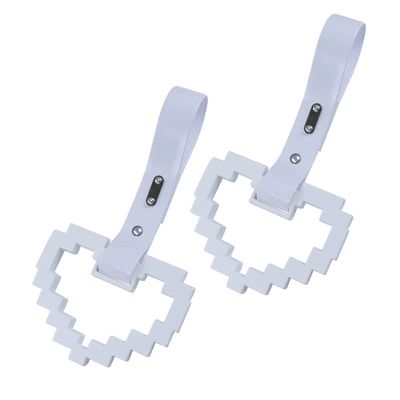 JDM TSURIKAWA White Masic Heart Ring Subway Train Bus Handle Strap Charm Drift 2PCS