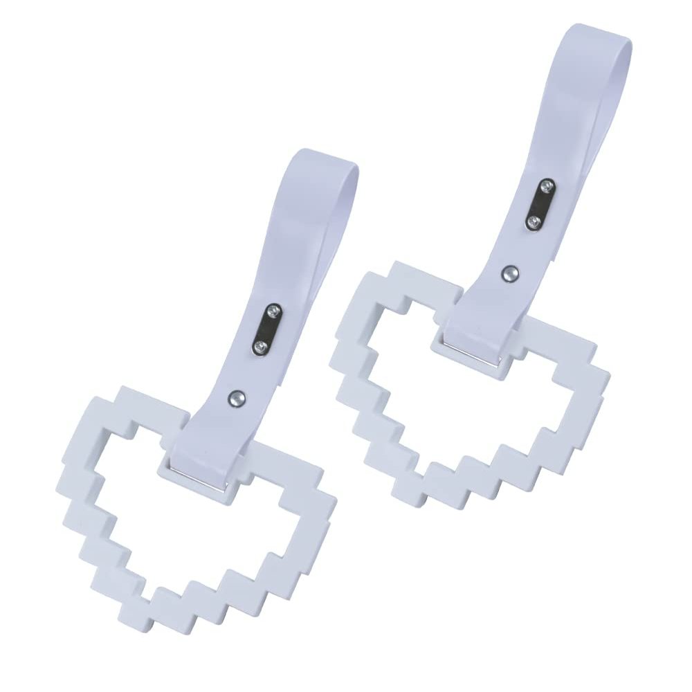 JDM TSURIKAWA White Masic Heart Ring Subway Train Bus Handle Strap Charm Drift 2PCS