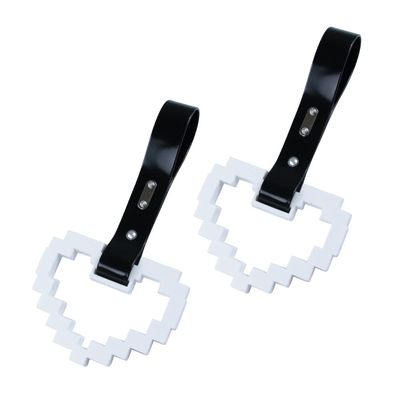 JDM TSURIKAWA White Masic Heart Ring Subway Train Bus Handle Strap Charm Drift 2PCS