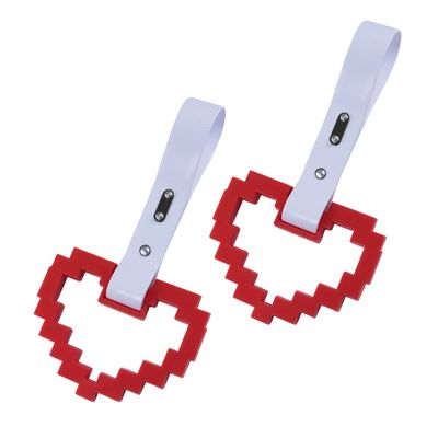 JDM TSURIKAWA White-Red Masic Heart Ring Subway Train Bus Handle Strap Charm Drift 2PCS