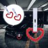 JDM TSURIKAWA White-Red Masic Heart Ring Subway Train Bus Handle Strap Charm Drift 2PCS view 2