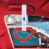 JDM TSURIKAWA White-Red Masic Heart Ring Subway Train Bus Handle Strap Charm Drift 2PCS view 3