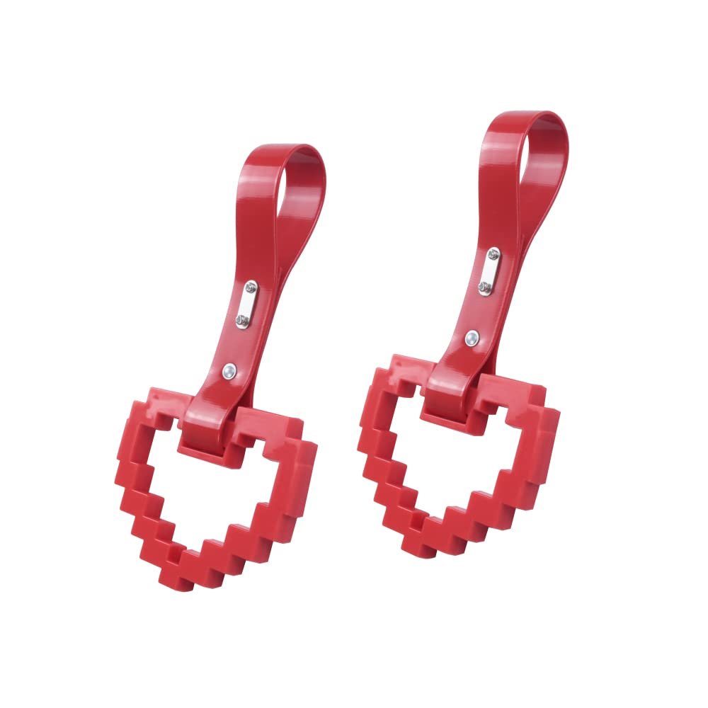 JDM TSURIKAWA Red Masic Heart Ring Subway Train Bus Handle Strap Charm Drift 2PCS