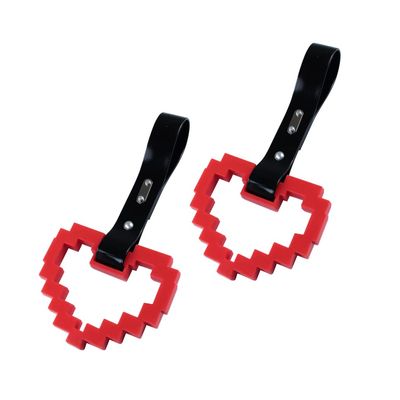 JDM TSURIKAWA Red Masic Heart Ring Subway Train Bus Handle Strap Charm Drift 2PCS