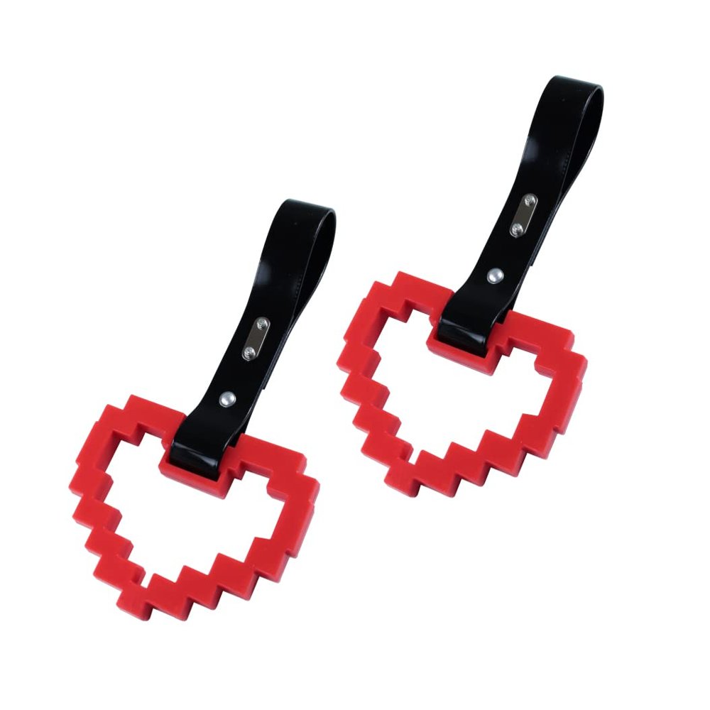 JDM TSURIKAWA Red Masic Heart Ring Subway Train Bus Handle Strap Charm Drift 2PCS