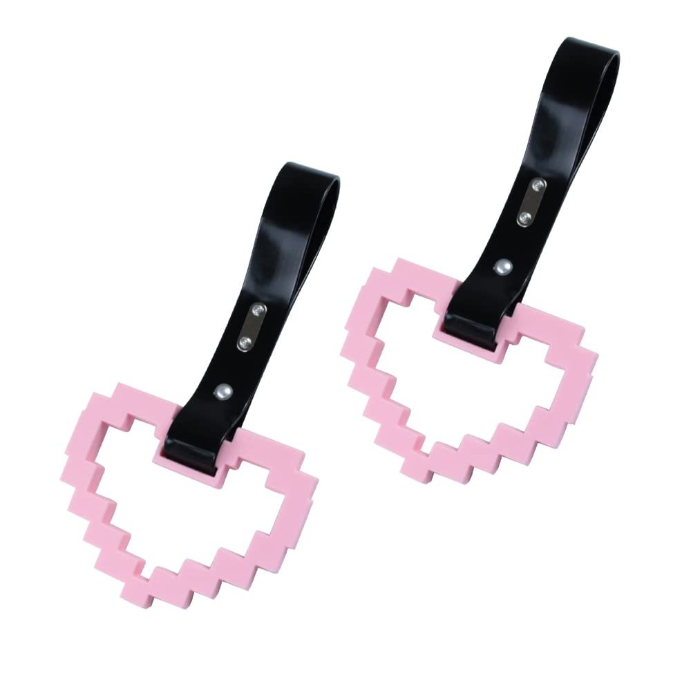 JDM TSURIKAWA Pink Masic Heart Ring Subway Train Bus Handle Strap Charm Drift 2PCS