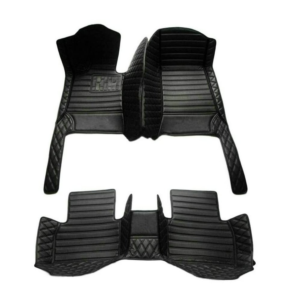IMEISH Diamond Personalized Car Floor Mats for BMW 3 Series 4 Series 5 Series 7 Series 8 Series M3 2005-2021 All Weather Leather Waterproof Floor Mats (Black Stitching)