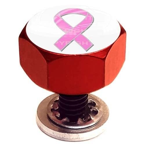 Red Hex Billet Aluminum Seat Bolt for 96-17 Harley + Pink Ribbon Fight W Style-9856-64