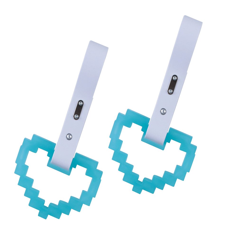 JDM TSURIKAWA Blue Glow in the Dark Masic Heart Ring Subway Train Bus Handle Strap Charm Drift 2Pcs
