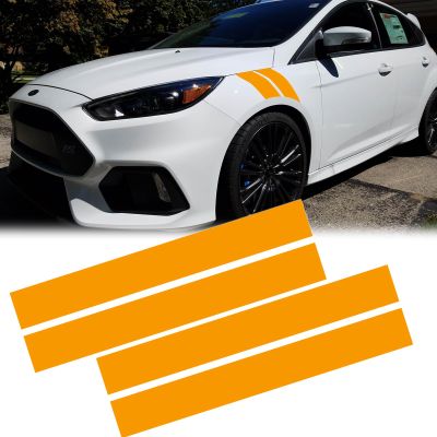 x xotic tech 4X Yellow 21.22" x 3.54" Wrinkle-Free Hood Hash Mark Front Fender Racing Rally Double Stripes Sticker Vinyl