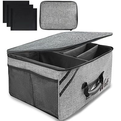 WOLT Car Trunk Organizer with Lid, Collapsible Multi Compartment SUV Organizer with Non-Slip Base Adjustable Straps, Durable Car Organizer and Storage for SUV, Sedan, Truck (Grey)