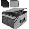 WOLT Car Trunk Organizer with Lid, Collapsible Multi Compartment SUV Organizer with Non-Slip Base Adjustable Straps, Durable Car Organizer and Storage for SUV, Sedan, Truck (Grey) view 1