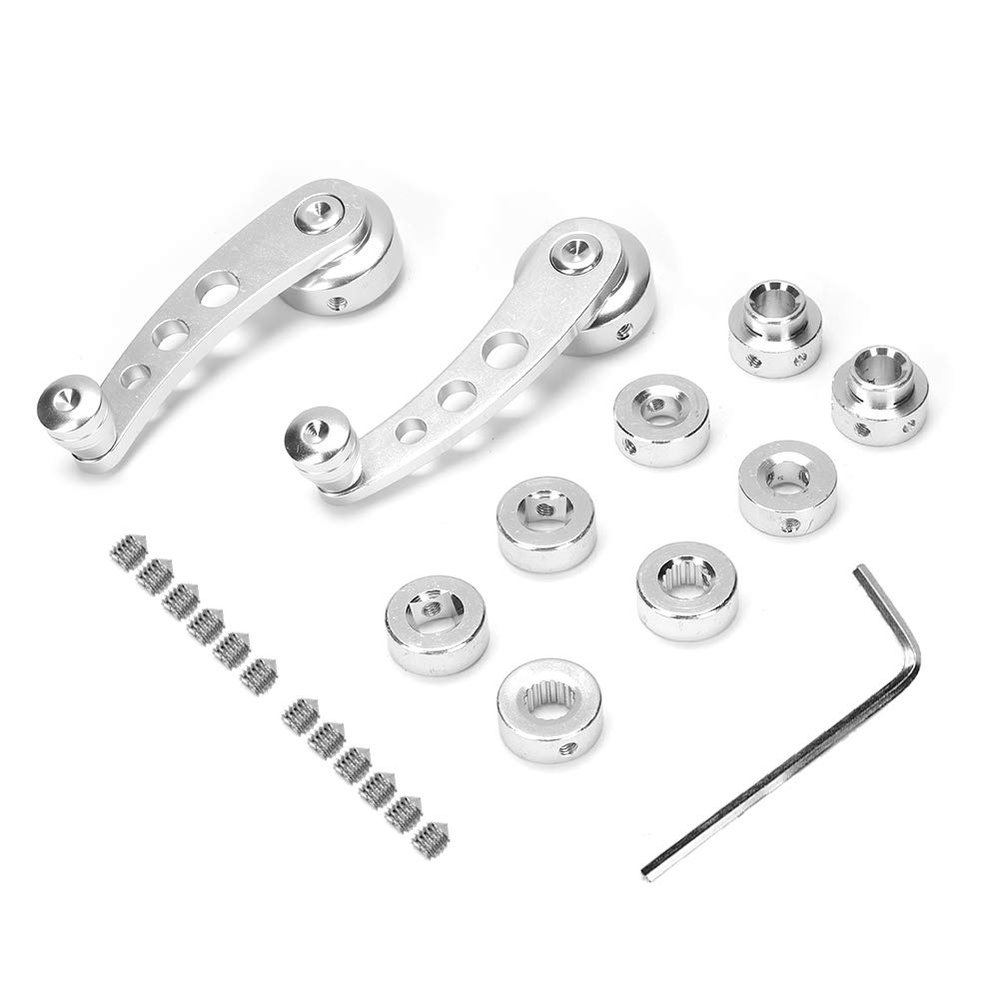 Car Window Handle Winder Riser, Silver 3in CNC Aluminum Alloy Window Crank Handle Kit Fits for Auto Accessory