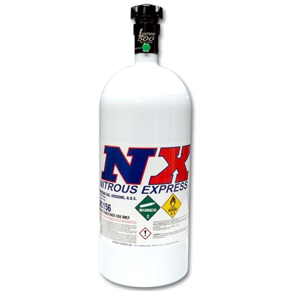 Nitrous Express 10 Lb Bottle W/Lightning 500 Valve, -6 Bottle Nipple (6.89 Dia. X 20.19 Tall) 11100-6