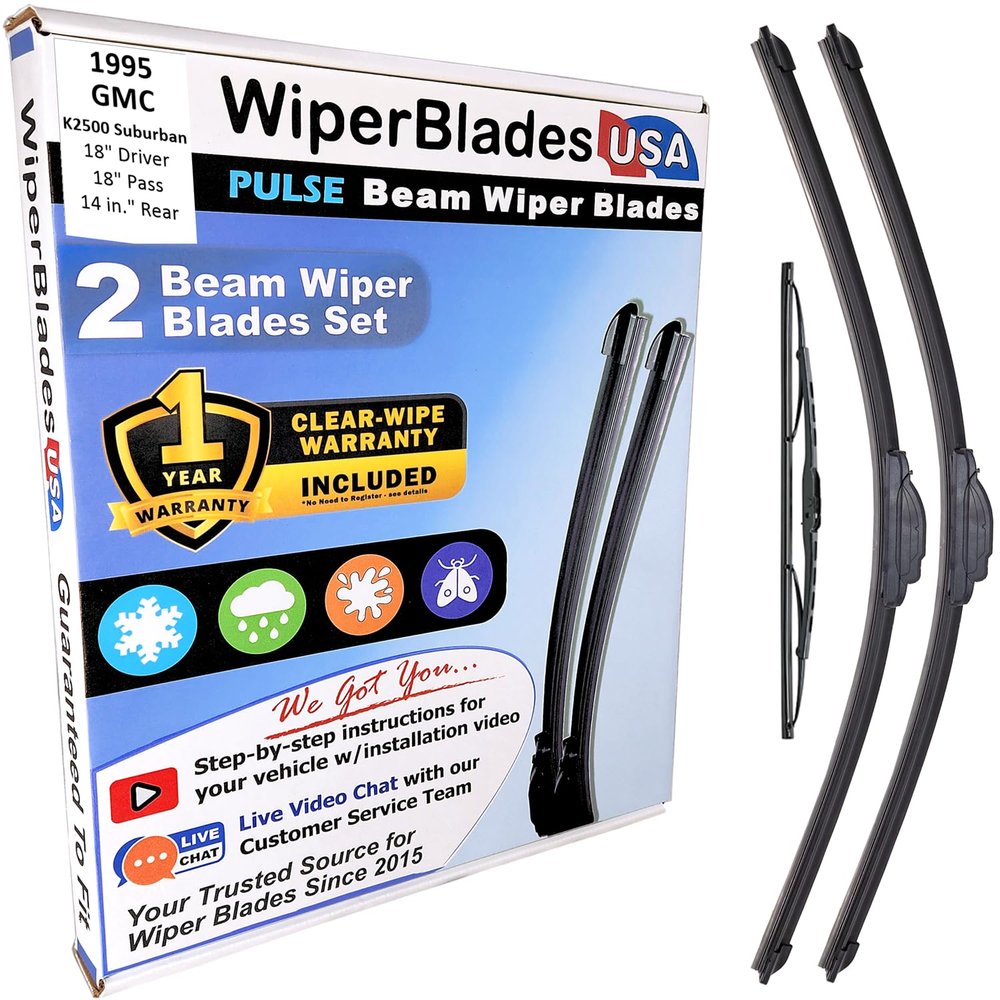 Wiper Blades Set/3 fits GMC K2500 Suburban 1995 w/1yr Wear Warranty