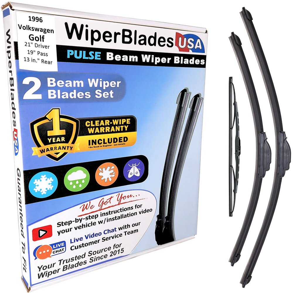 Wiper Blades Set/3 fits Volkswagen Golf 1996 w/1yr Wear Warranty