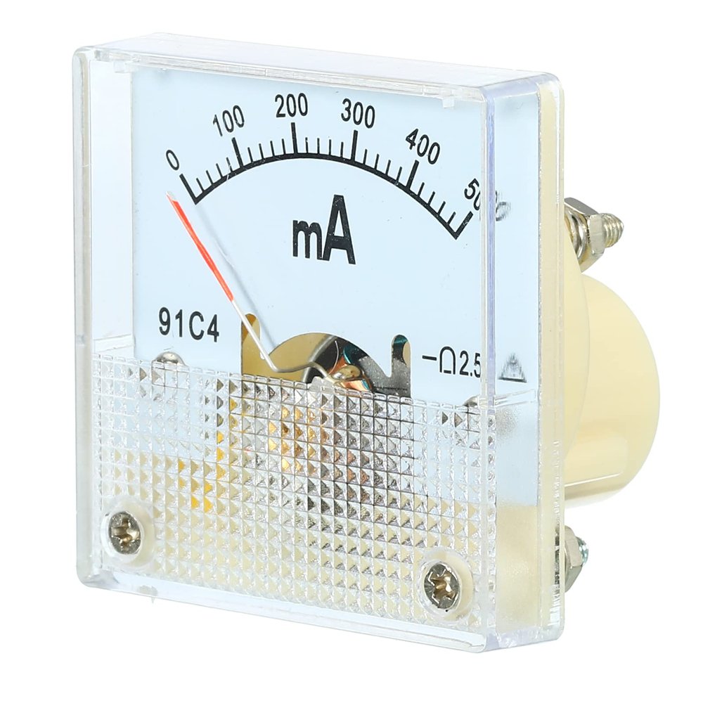 YOKIVE Analog Panel Ammeter, 91C4 Ampere Meter Current Tester, Great for Office, Art, Home, Daily Use (DC 0-500mA)