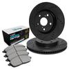 R1 Concepts Rear Brake Kit Fits 2011-2018 Porsche Cayenne| Euro Ceramic Brake Pads and Drilled Slotted Brake Rotors| 14.1" Rear Rotor view 1