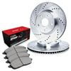 R1 Concepts Front Brake Kit Fits 2011-2018 Porsche Cayenne| Optimum Oep Brake Pads and Drilled Slotted Brake Rotors| 16.0" Front Rotor view 1