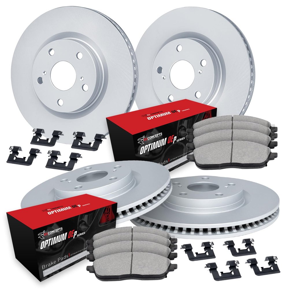 R1 Concepts Front and Rear Brake Kit Fits 2013-2014 Porsche Cayenne| Optimum Oep Pads, Blank Rotors| Hardware| 16.0" Front & 13.0" Rear