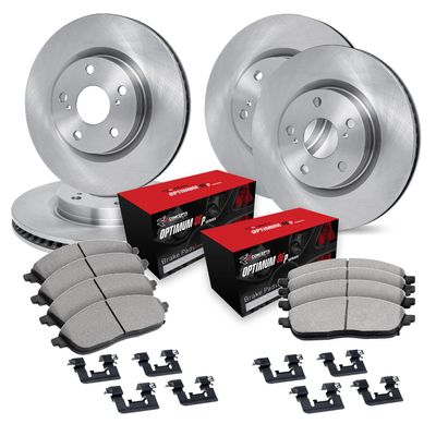 R1 Concepts Front and Rear Brake Kit Fits 2011-2014 Porsche Cayenne| Optimum Oep Pads, Blank Rotors| Hardware| 14.0" Front & 13.0" Rear