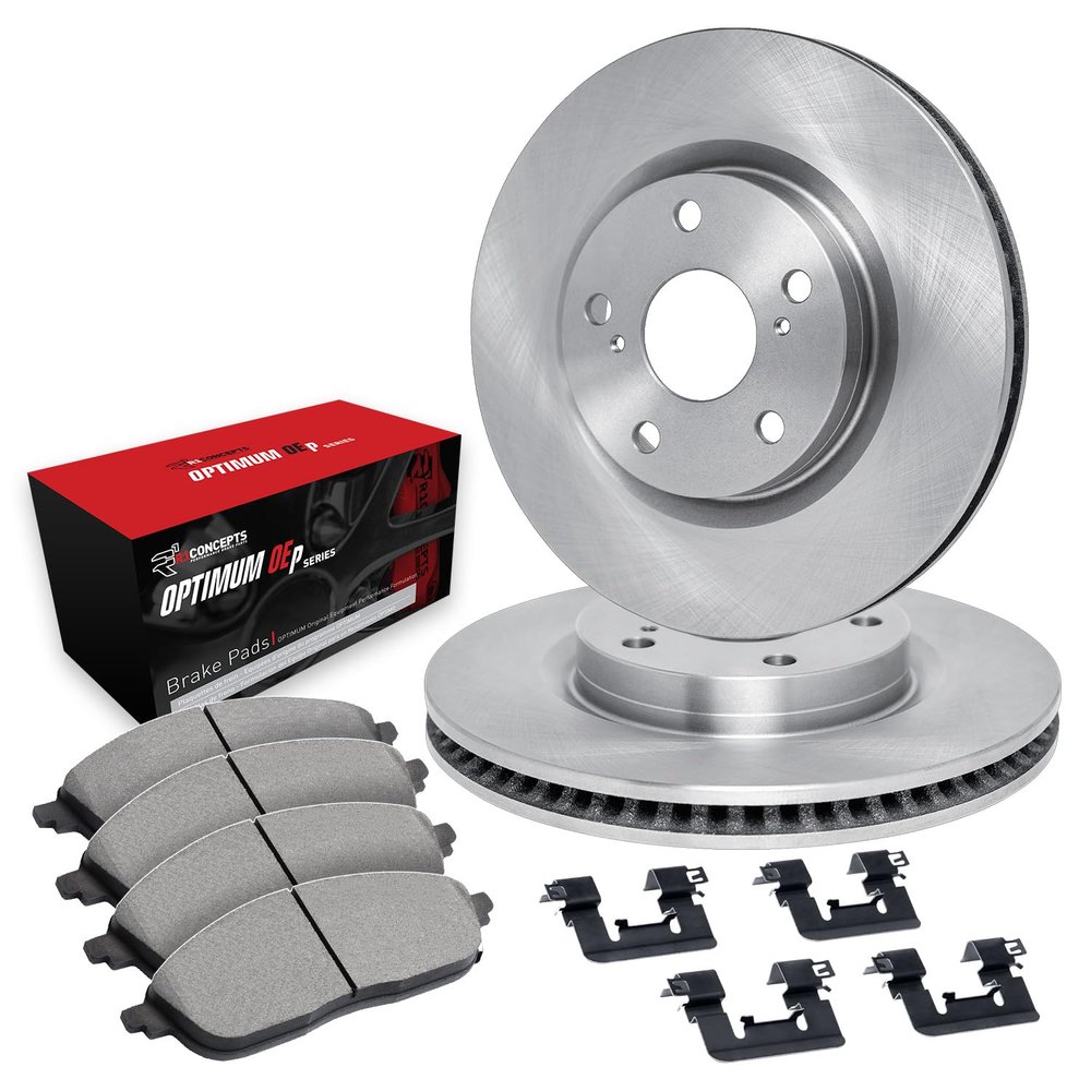 R1 Concepts Front Brake Kit Fits 2015-2022 Lexus RC F; 2017-2020 Lexus GS| Optimum Oep Pads, Blank Rotors| Hardware| 15.4" Front Rotor