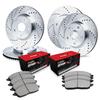 R1 Concepts Front and Rear Brake Kit Fits 2011-2014 Porsche Cayenne| Optimum Oep Brake Pads and Drilled Slotted Brake Rotors| 14.0" Front & 13.0" Rear view 1