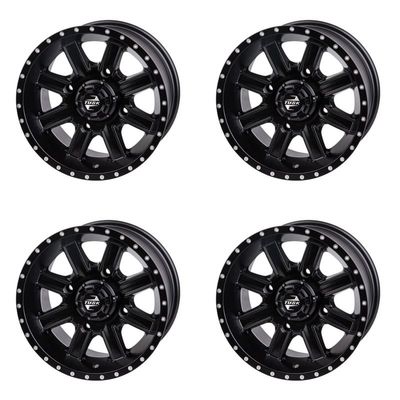 (4 Pack) 4/156 Tusk Cascade Wheel 14x7 5.0 + 2.0 Matte Black For Polaris RANGER 400 2010-2014
