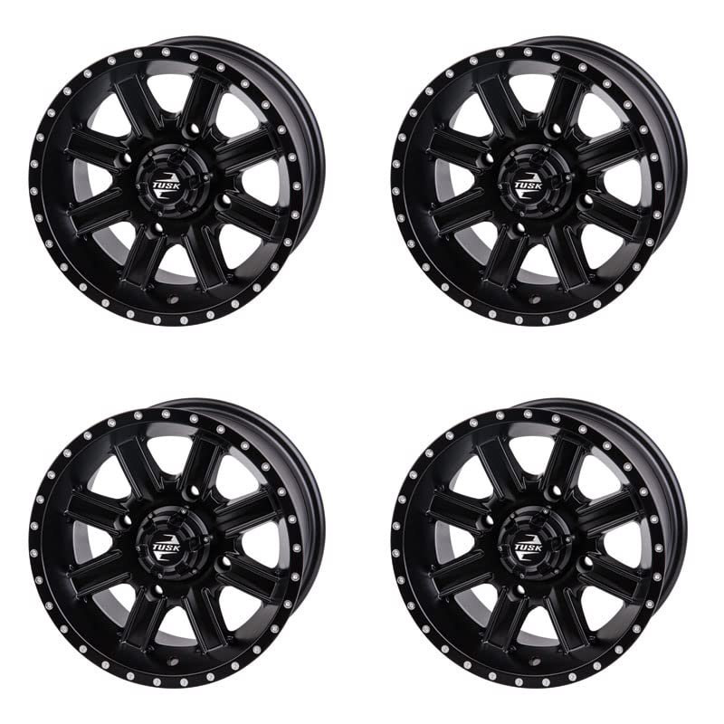 (4 Pack) 4/156 Tusk Cascade Wheel 14x7 5.0 + 2.0 Matte Black For Polaris RANGER 400 2010-2014